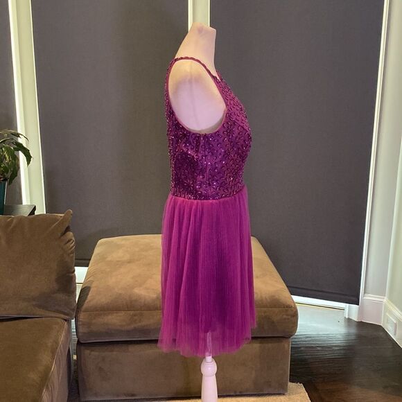 Women’s Short Purple Halter Neck Beaded Prom Party Homecoming Dress Size 14 NEW - Picture 5 of 12